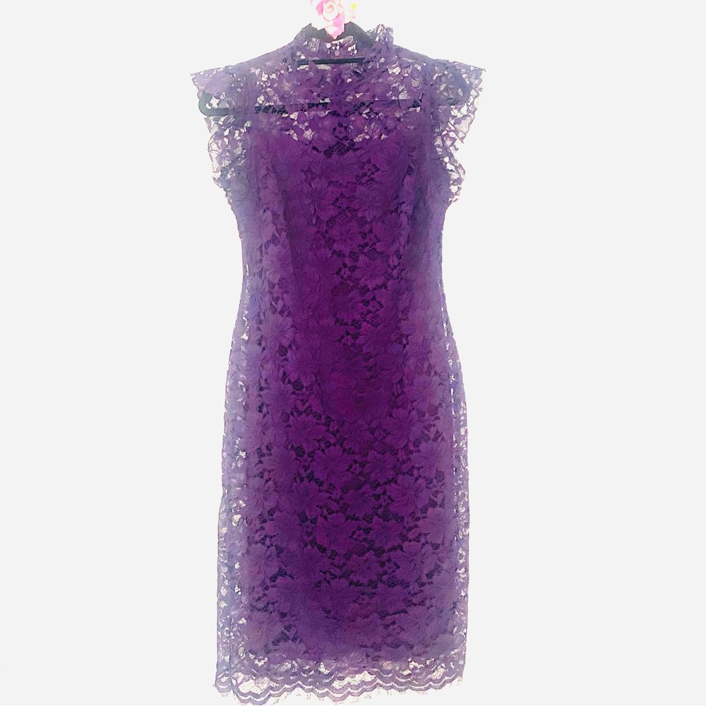 💕Pretty Plum Purple Lace Midi Dress SZ M